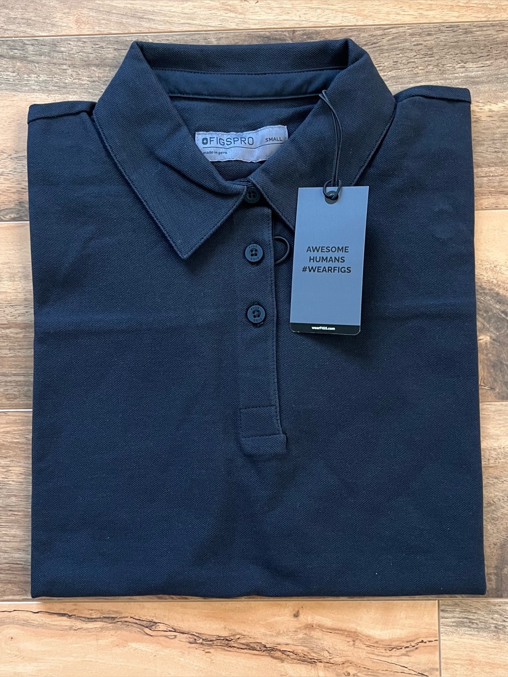 FIGS Women’s Small Ella Technical Pique Scrub Polo Black Medical Workwear NWT